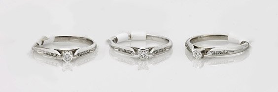 Three Diamond Solitaire White Gold Rings (1 of 1)