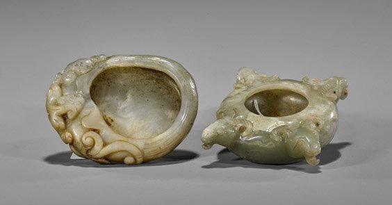 Two Small Carved Jade Brushwashers (1 of 1)