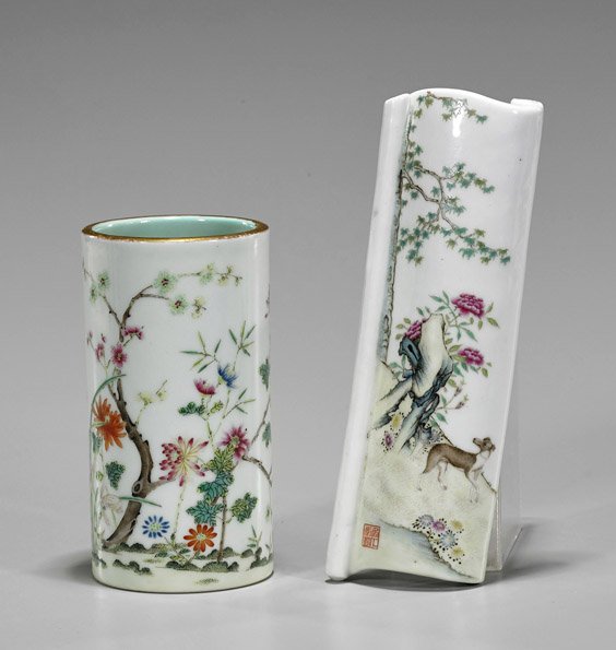 Two Famille Rose Scholar Items (1 of 2)