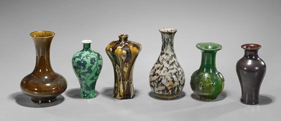 Six Small Chinese Glazed Porcelain Vases (1 of 1)