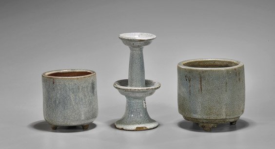 Three Chinese Grey Glazed Ceramics (1 of 1)