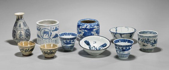 Ten Chinese, Japanese, Korean Blue & White Porcelains (1 of 1)