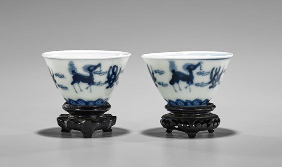 Pair Antique Ming-Style Japanese Tea Cups (1 of 1)