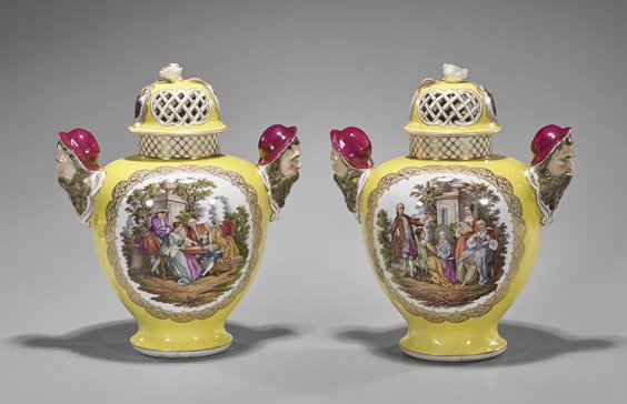 Pair Antique German Meissen Covered Vases (1 of 3)