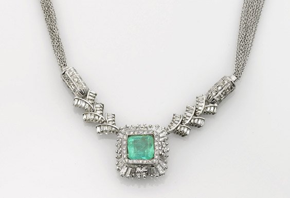 Emerald & Diamond 18K Gold Necklace (1 of 1)