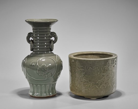 Two Yuan-Style Celadon Glazed Porcelains (1 of 1)