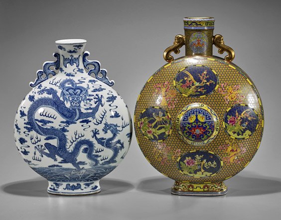 Two Large Qing-Style Porcelain Moonflasks (1 of 3)