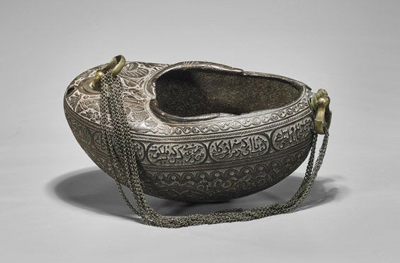 Antique Persian Carved Gourd Vessel (1 of 1)