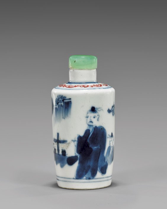 Antique Blue & White Porcelain Snuff Bottle (1 of 3)