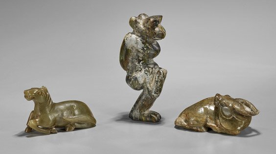 Three Archaistic Chinese Jade/Hardstone Animals (1 of 1)