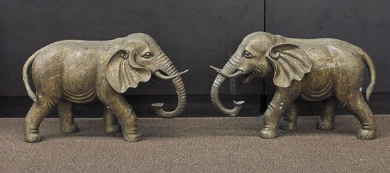 Pair Large Bronze Elephants (1 of 2)
