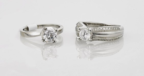 Two 14K White Gold Solitaire Engagement Rings (1 of 1)