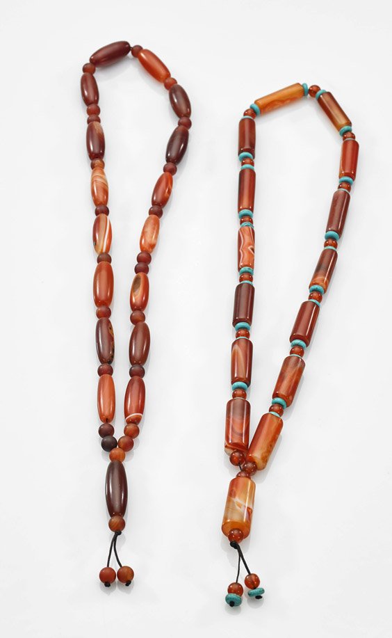 Two Carved Agate & Turquoise Necklaces (1 of 1)