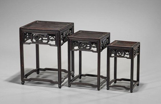 Three Mini Chinese Hardwood Stands (1 of 2)
