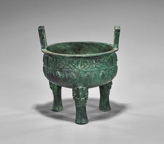 Archaistic Chinese Bronze Circular Ding (1 of 2)