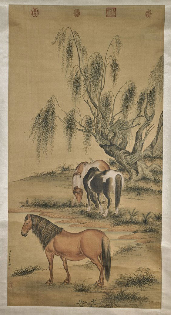 Two Chinese Scrolls: Horses & Donkeys (1 of 6)