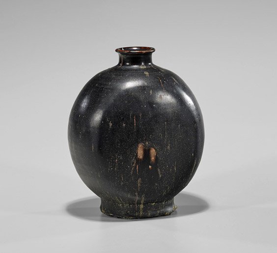 Korean Choson Dynasty Black Glazed Vase (1 of 1)