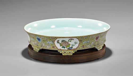 Chinese Famille Jaune Porcelain Basin (1 of 3)