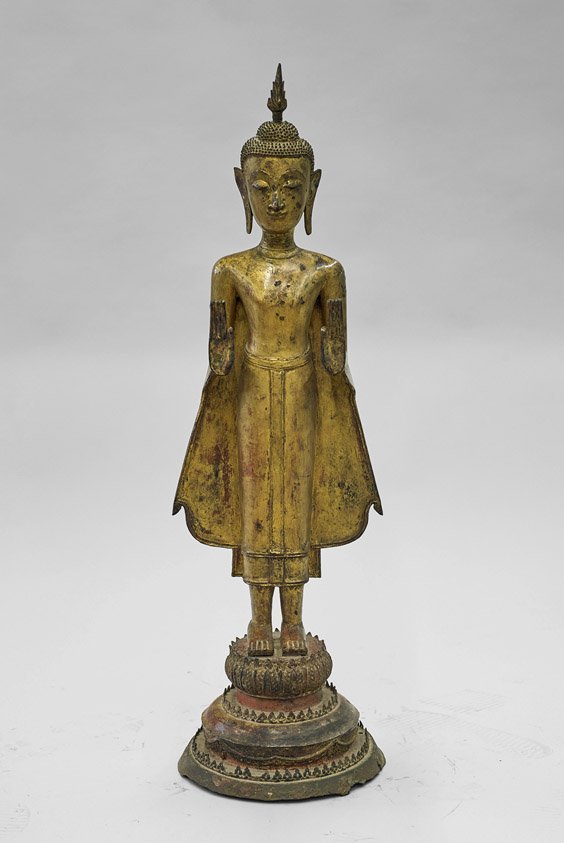 Tall Antique Thai Gilt Bronze Buddha (1 of 1)