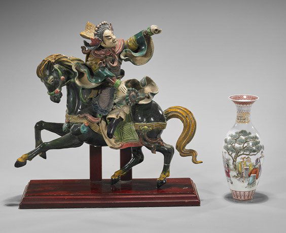 Two Chinese Items: Roof Tile & Vase (1 of 3)