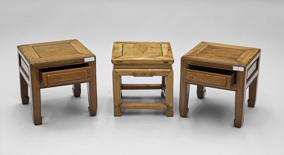 Three Antique Chinese Low Pedestals (1 of 1)