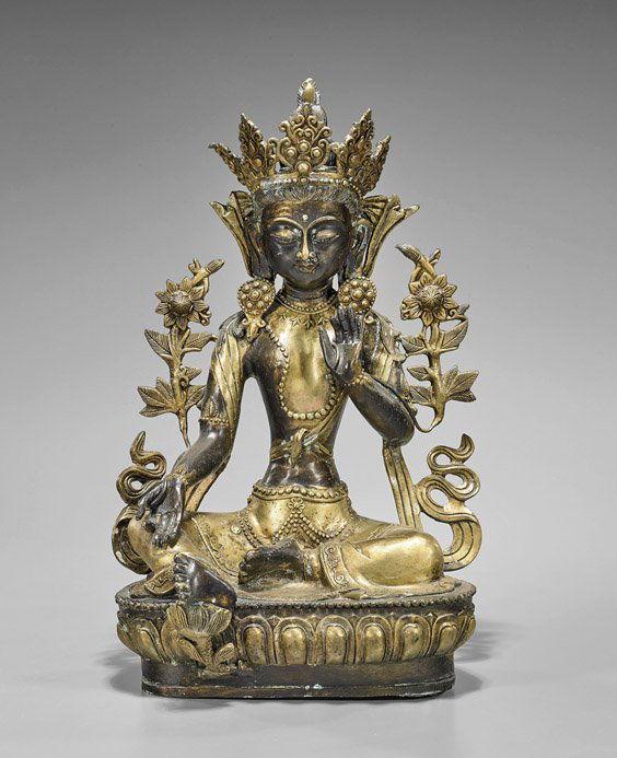 Tall Sino-Tibetan Gilt Bronze Tara (1 of 2)