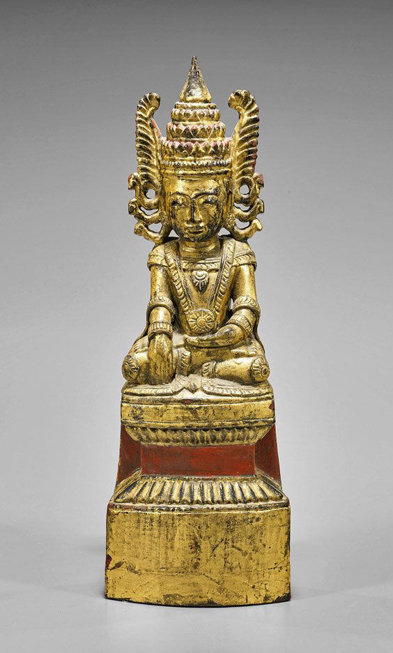 Antique Thai Gilt Wood Seated Deity (1 of 1)