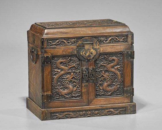 Antique Chinese Carved Hardwood Chest (1 of 3)