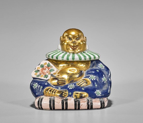 French Enameled Glass Perfume Budai Bottle (1 of 2)