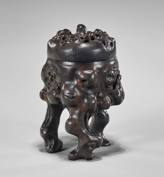 Old Chinese Carved Hardwood Censer (1 of 2)