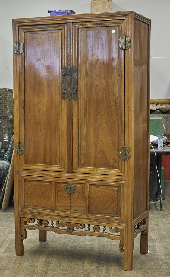 Large Chinese Carved Elmwood Armoire (1 of 1)