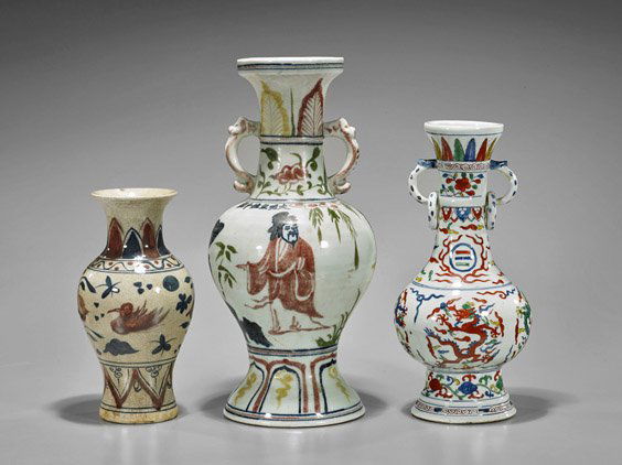 Three Ming-Style Porcelain Vases (1 of 2)
