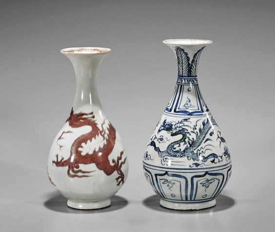 Two Yuan-Style Porcelain Dragon Vases (1 of 2)