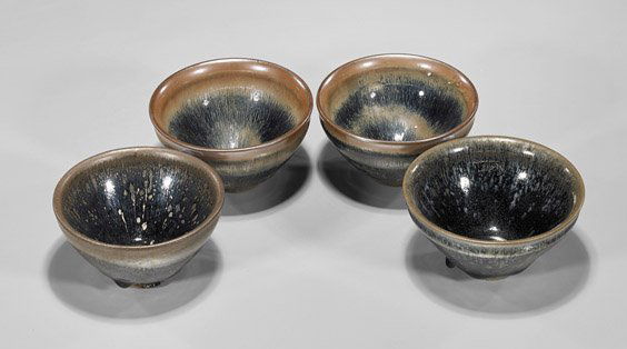 Four Song-Style 'Hare's Fur' Tea Bowls (1 of 1)