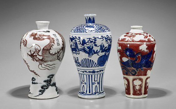 Three Ming-Style Porcelain Meiping Vases (1 of 2)