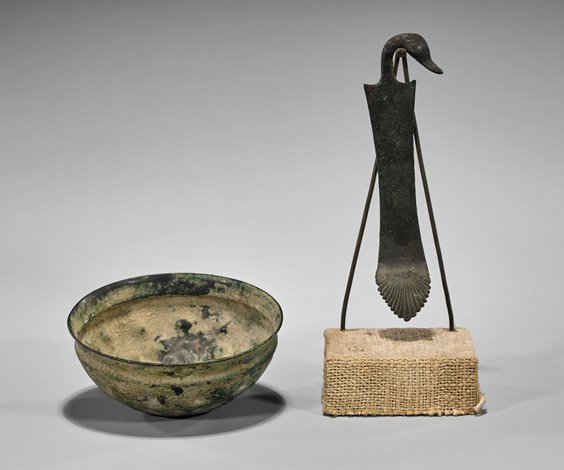 Two Bronze Items: Bowl & Goose (1 of 1)