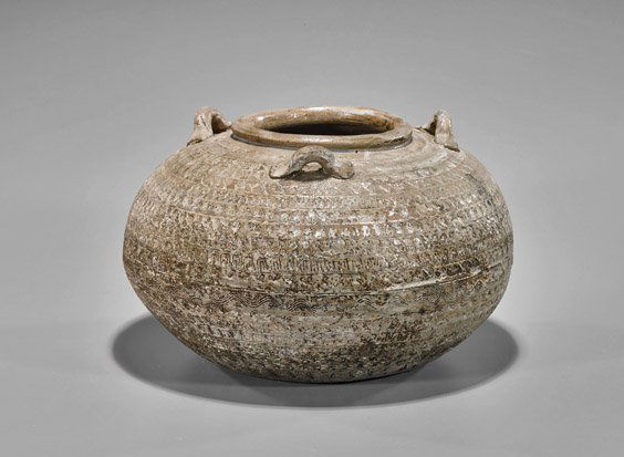 Large Chinese Moulded Ceramic Jar (1 of 1)