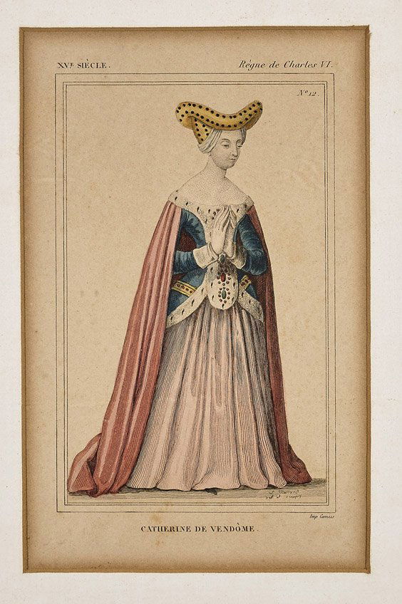 Two Antique Colored Etchings of French Rulers (1 of 2)