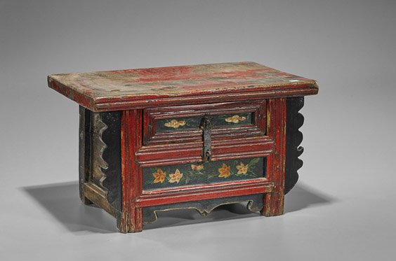 Small Antique Chinese Painted Wood Chest (1 of 1)