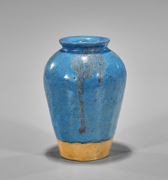 Antique Japanese Blue & Cream Vase (1 of 2)