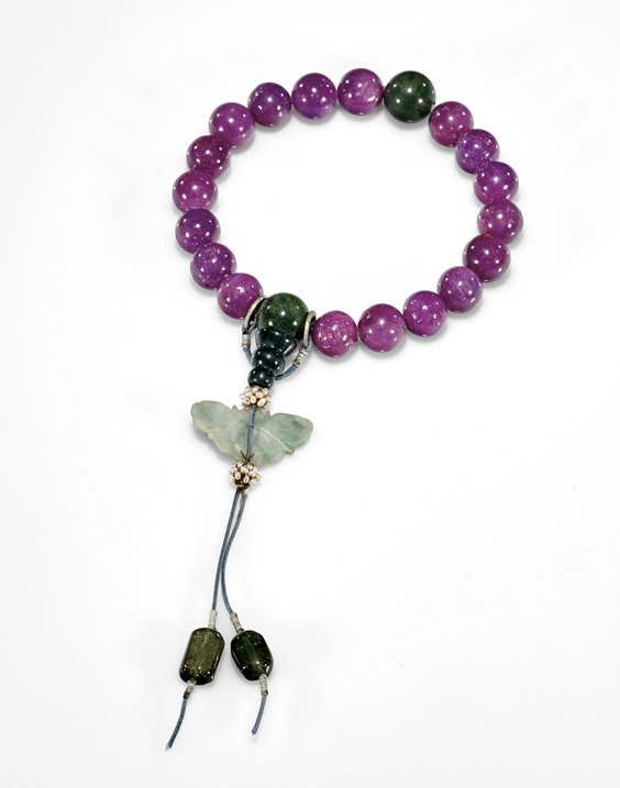 CHINESE RUBY, JADE & TOURMALINE BRACELET (1 of 1)