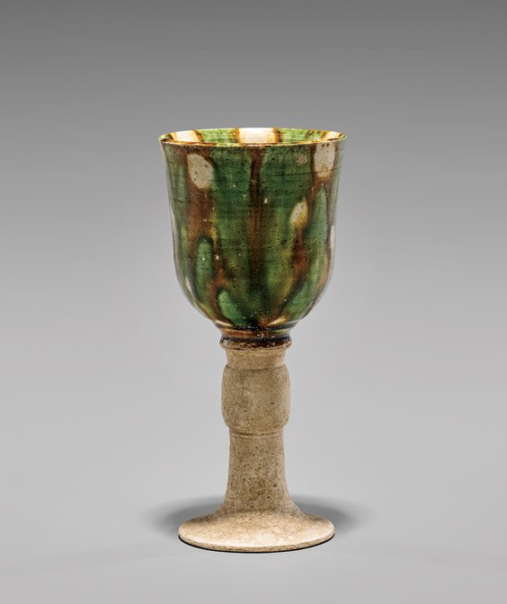 TANG DYNASTY SANCAI GLAZED GOBLET (1 of 2)