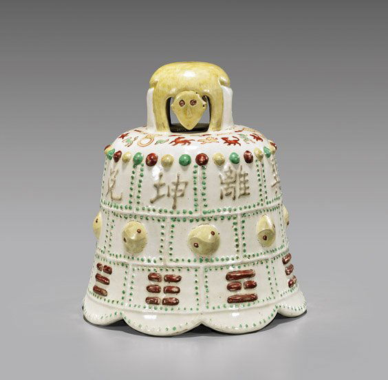 ANTIQUE MOULDED & GLAZED CERAMIC BELL (1 of 3)