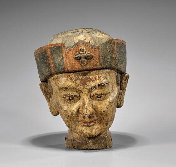 ANTIQUE SINO-TIBETAN STUCCO HEAD (1 of 3)