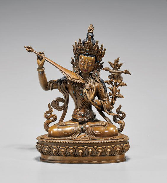 BUDDHIST COPPER FIGURE: Manjushri (1 of 3)