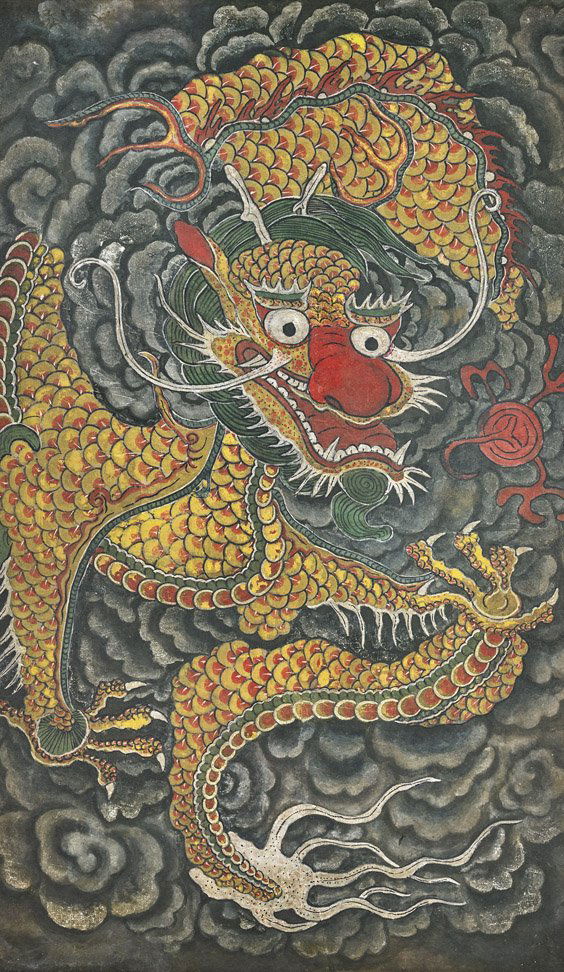 ANTIQUE KOREAN DRAGON PAINTING (1 of 1)