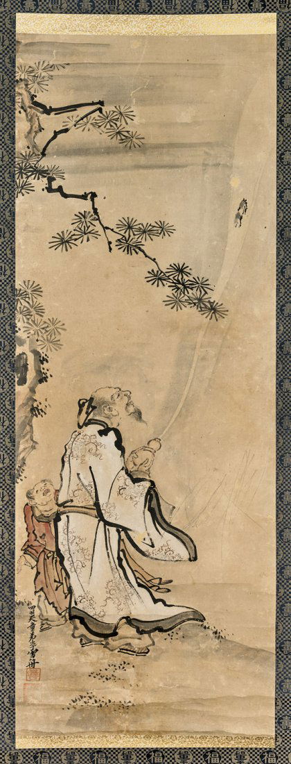 ANTIQUE JAPANESE SCROLL AFTER SESSHU TOYO (1 of 2)