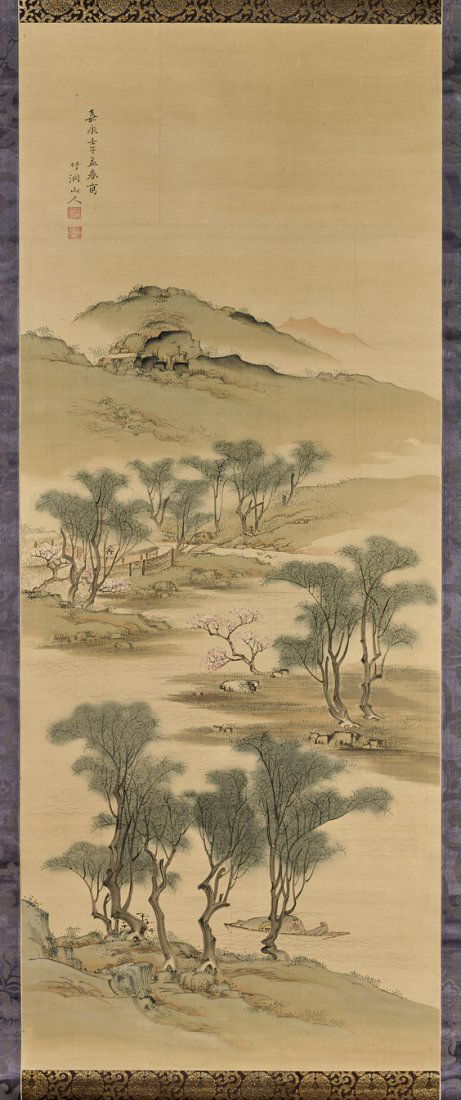 ANTIQUE JAPANESE SCROLL BY NAKABAYASHI Chikuto (1 of 2)