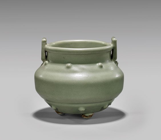 ANTIQUE CELADON GLAZED TRIPOD CENSER (1 of 3)