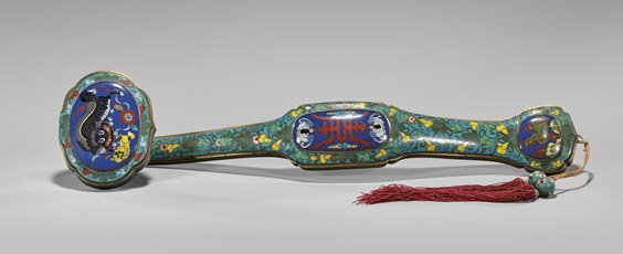 OLD CHINESE CLOISONNÉ ENAMEL SCEPTER (1 of 2)